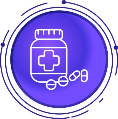 Hat ilacı şişesi ve beyaz arka planda izole edilmiş hap ikonu. Şişe hapı işareti. Eczane tasarımı. Renkli taslak konsepti. Vektör.