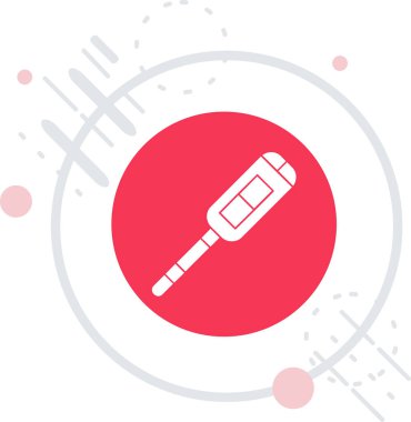 Uzun gölgeli izole edilmiş dinamit çubuklu beyaz çizgi askeri bomba. Bomba bombaya. Kırmızı daire düğmesi. vektör.