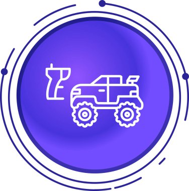 Siyah çizgi çekici simgesi beyaz arkaplanda izole edildi. Beyaz daire düğmesi. vektör.