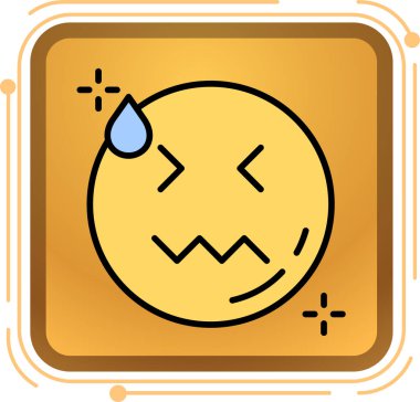 Ağlayan emoji simgesi renk ana hatları vektörü