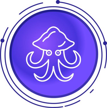 Beyaz arka planda mavi ahtapot simgesi izole edildi. mor daire düğmesi. vektör.