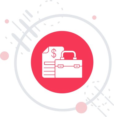 Beyaz arkaplanda hat ve para simgesi izole edildi. İş ilanı. İş portföyü. Renkli taslak konsepti. Vektör.