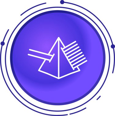 Beyaz arkaplanda mavi üçgen çadır simgesi izole edildi. Kamp çadırı işareti. Lunapark. Soyut çember rastgele noktalar. vektör