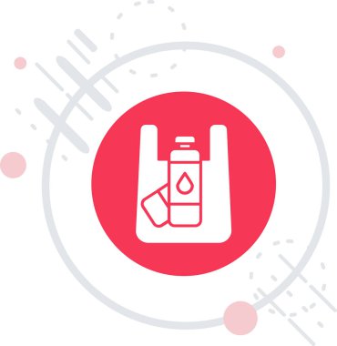 Gölge arkaplan ile izole edilmiş kalp ikonu olan beyaz çizgi su şişesi. Sevgililer Günü. Sevgililer Günü 'ne bayılırım. Kırmızı daire düğmesi. vektör