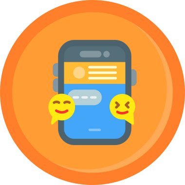 Düz biçimli mutlu cep telefonu simgesi