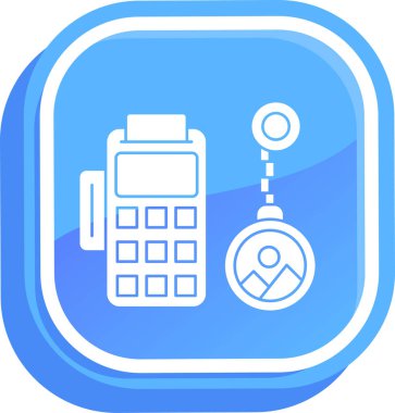 Moda düz biçimli mobil ödeme simgesi yumuşak mavi arkaplanda izole