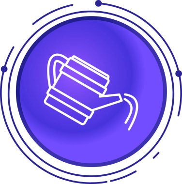 Siyah çizgi çöp kutusu simgesi beyaz arkaplanda izole edildi. Çöp kutusu işareti. Geri dönüşüm sepeti simgesi. Ofis çöpü ikonu. Mavi daire düğmesi. vektör illüstrasyonu