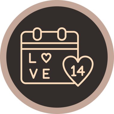 aşk tarihi düz simgesi, vektör, illüstrasyon