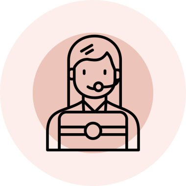 Stetoskop çizgisi ikon vektör çizimi tasarımı olan doktor kadın avatar