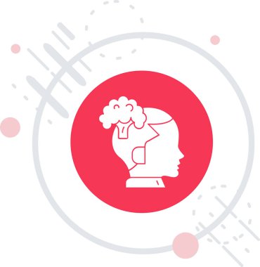 Beyaz arka planda izole edilmiş çizgi insan beyni ikonu. Renkli taslak konsepti. Vektör