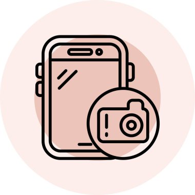 Kamera vektör illüstrasyon tasarımlı akıllı telefon