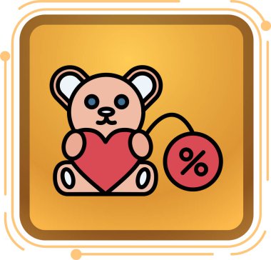 Sevimli oyuncak ayı ikonu. Vektör. düz dizayn.