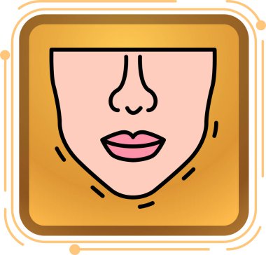 Beyaz arka planda sarı bir dairede oturan bir kadının yüzü. vektör illüstrasyonu