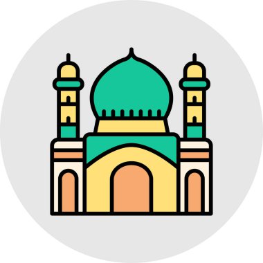 Cami renkli simge, vektör illüstrasyonu