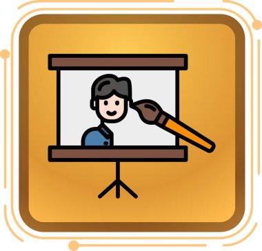 Video kameralı öğretmen. Web simgesi basit tasarım