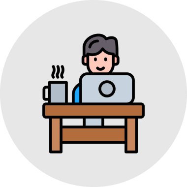 Dizüstü bilgisayarı olan bir kadının vektör çizimi