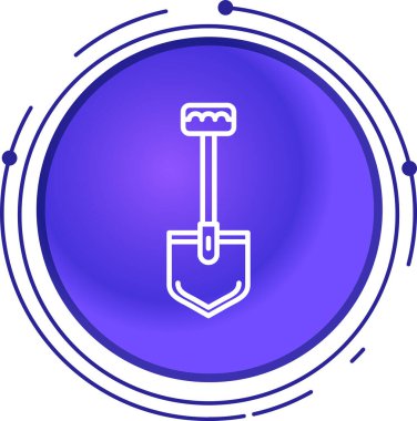 Beyaz arkaplanda çizgi kürek ikonu. Araçta izole edilmiş. Bahçıvanlık, tarım, çiftçilik için bir araç. Renkli taslak konsepti. vektör.