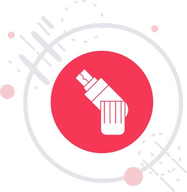 Uzun gölgeli beyaz çizgi boya fırçası simgesi. Çember altıgen düğmesi. vektör illüstrasyonu