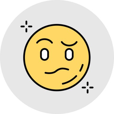 üzgün emoji simgesi renk ana hatları vektörü