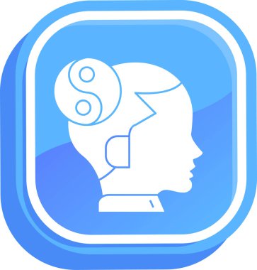 Beyin simgesi olan kadın kafası, düz stil.