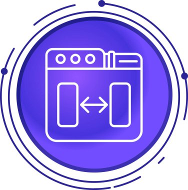 Beyaz arkaplanda izole edilmiş taslak temizleyici simgesi. çamaşır makinesi simgesi. Çamaşır makinesi, çamaşır makinesi. Makine aygıtı sembolü. vektör.