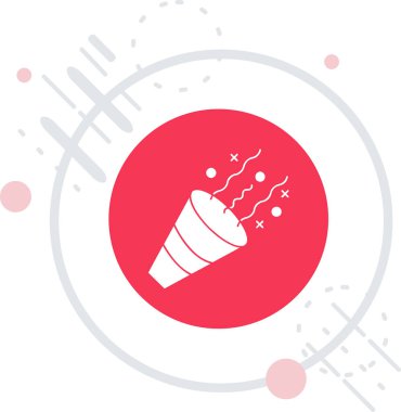 Beyaz çizgi mantar ikonu uzun gölgeli izole edilmiş. Kırmızı daire düğmesi. Vektör İllüstrasyonu