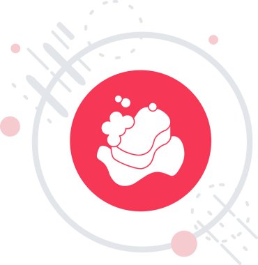 Ay ikonundaki kırmızı çizgi gezegeni beyaz arka planda izole edildi. Soyut çember rastgele şekiller. vektör.