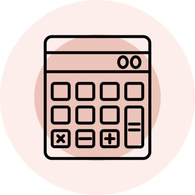 hesap makinesi düz simgesi beyaz arka plan, vektör, illüstrasyon izole