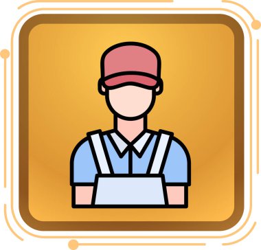 Çantalı ve şapkalı teslimatçı.