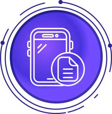 Beyaz arka planda izole edilmiş cep telefonu simgesine sahip beyaz hat akıllı telefonu. Çember altıgen düğmesi. vektör illüstrasyonu.