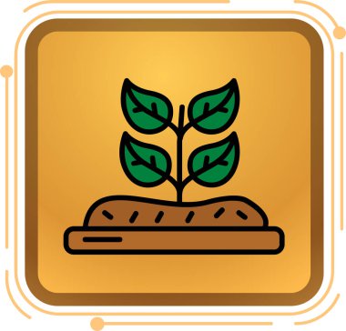 bir kare simge içinde bitki, vektör illüstrasyonu