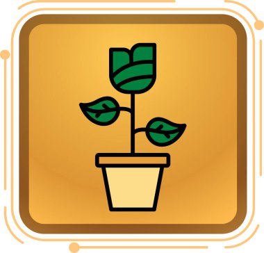 Beyaz arka planda izole edilmiş, modaya uygun düz tarzda bir çiçek simgesi. Web sitesi logonuz için bahçe bitkisi tasarımı, uygulama, ui. vektör illüstrasyonu.