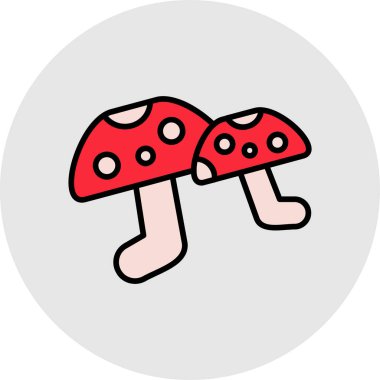 Mantar simgesi, vektör çizimi beyaz arkaplanda izole edildi