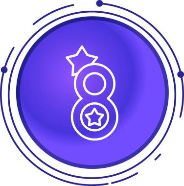 Beyaz çizgi 8, beyaz arka planda izole edilmiş mutlu kutlama ikonu. Dünya yürüyüşü günü. Mavi daire düğmesi. vektör illüstrasyonu