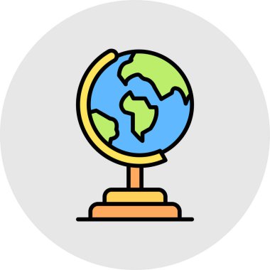 dünya küresi simgesi renk ana hatları vektörü