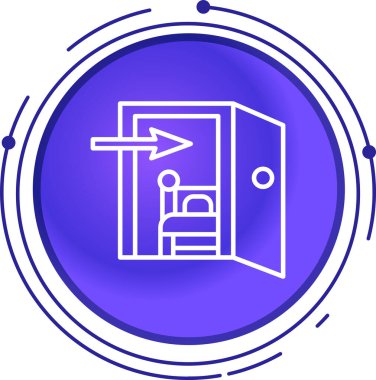 Beyaz arka planda açık kapı ikonu olan mavi ve sarı çizgi kapı. Renkli taslak konsepti. vektör illüstrasyonu