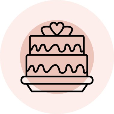 Kalp ikonu vektör illüstrasyonlu kek