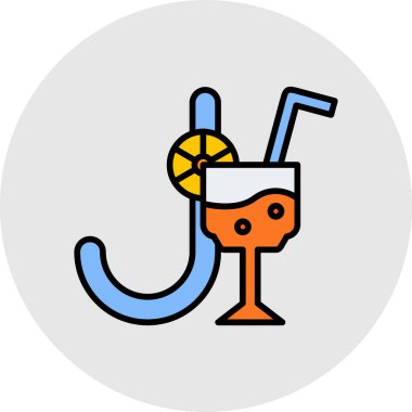 Kokteyl ikonu. Kokteyl simgeleri vektörünün özet çizimi.