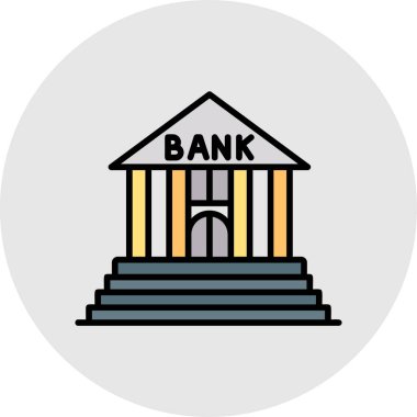 Banka binası ikonu. Web için banka oluşturma vektör simgesinin basit illüstrasyonu