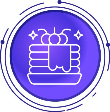 Beyaz arkaplanda beyaz çizgi hediye kutusu simgesi izole edildi. Mavi kare düğme. vektör illüstrasyonu