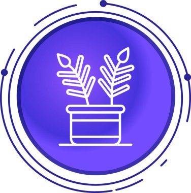 Çömlek simgesindeki Çizgi Tesisi beyaz arkaplanda izole edildi. Tencerede yetişen bir bitki. Saksı bitkisi işareti. Renkli taslak konsepti. Vektör