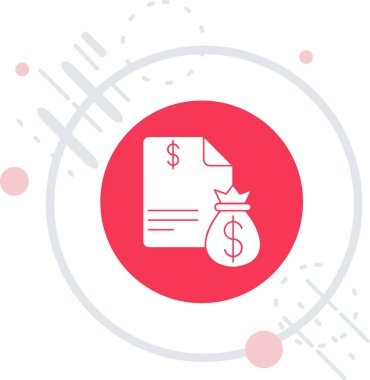 Beyaz çizgi finans raporu simgesi beyaz arkaplanda izole edildi. Gelir artışı. İş gelirleri konsepti. Kırmızı daire düğmesi. vektör.