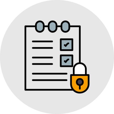 Vektör ikonu konsepti asma kilit ve işaretli güvenlik kilidi. siyah çizgiler.