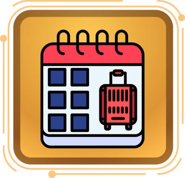 seyahat takvimi simgesi, ana hatlarla ilgili vektör illüstrasyonu