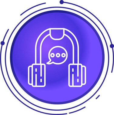 Mavi çizgi kulaklık simgesi beyaz arkaplanda izole edildi. Kulaklık işareti. müzik dinlemek, servis hizmeti, faq ve bakım. Rastgele noktalar çiz. vektör