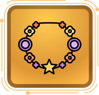 Çiçekli ve yıldızlı altın çerçeveli