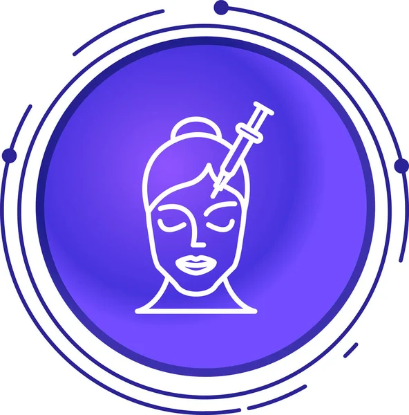 Beyaz arka planda şırınga ikonu olan siyah çizgi kadın doktor. Aşı, aşı, aşı, grip, grip, hasta. mavi daire