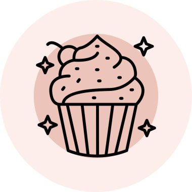 cupcake vektör simgesi. Basit resimleme