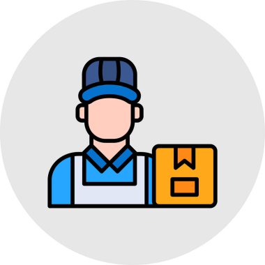 Paket ve kutularla teslimatçı.