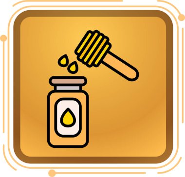 Beyaz arka planda izole edilmiş çizgi film tarzında bal kavanozu ikonu. bal sembolü stok vektörü illüstrasyonu.